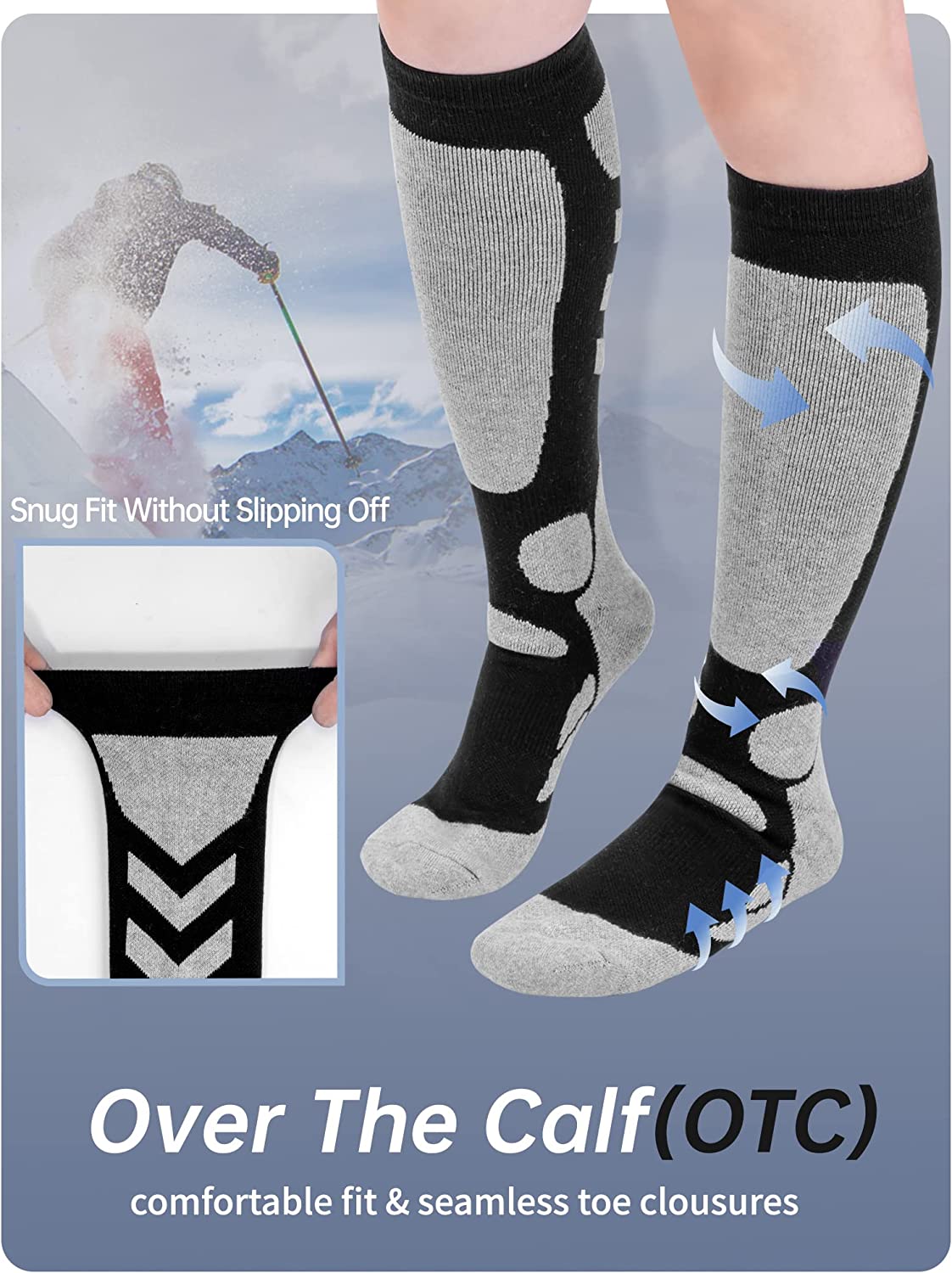 230816035620931_1 Kayzadd Ski Socks for Men 2-Pack for Skiing, Snowboarding, Outdoor Sports Performance Socks… - Image 1